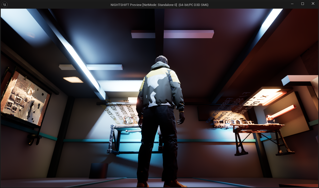 Kai standing in his workshop in NIGHTSHIFT.